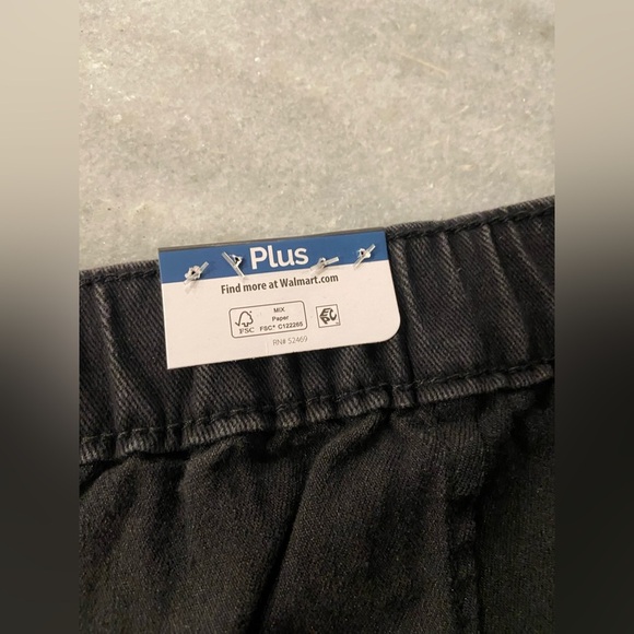 NWT Terra & Sky Size 4X Black Denim Elastic Waist Zip Up Cotton Denim Shorts - Picture 11 of 12